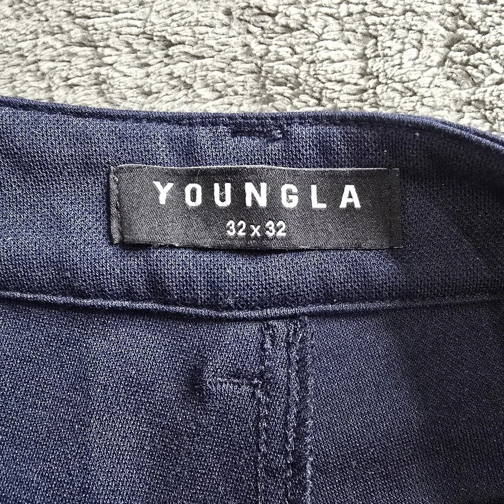 YoungLA Pants Mens 32X32 (32X28) Navy Blue Dapper Dress Athletic Stretch #614